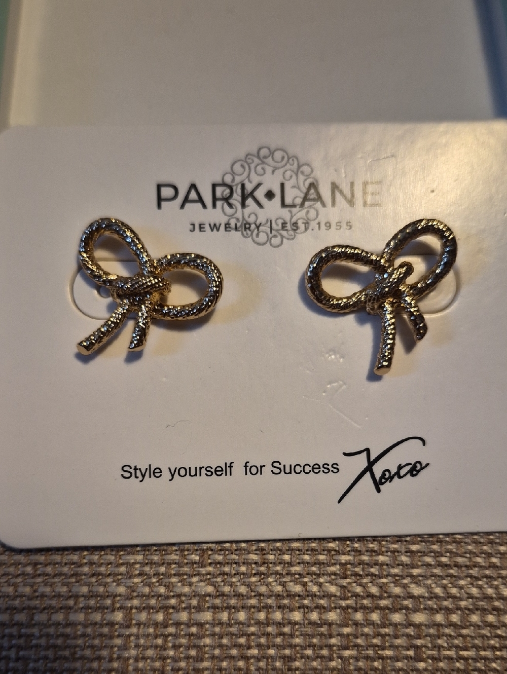 Park Lane Gold Textured Bow Stud Earrings
